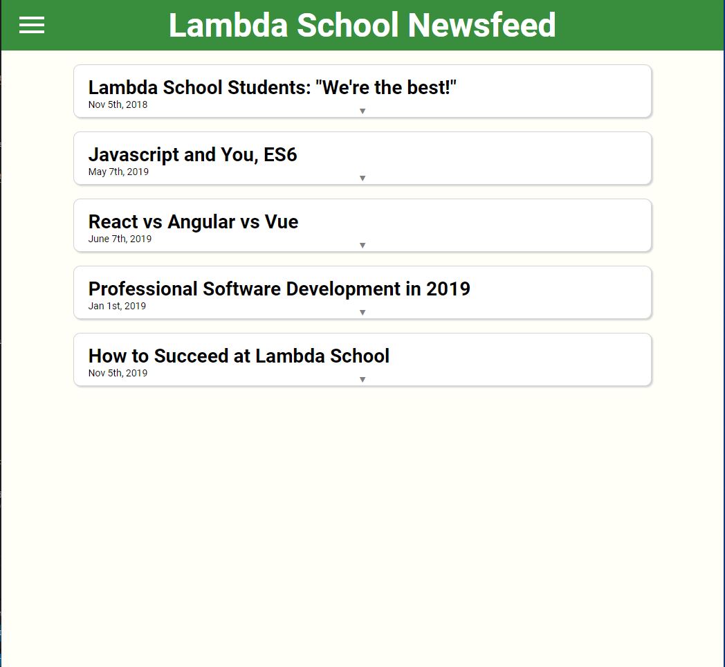 A screenshot of my Lambda Newsfeed Project